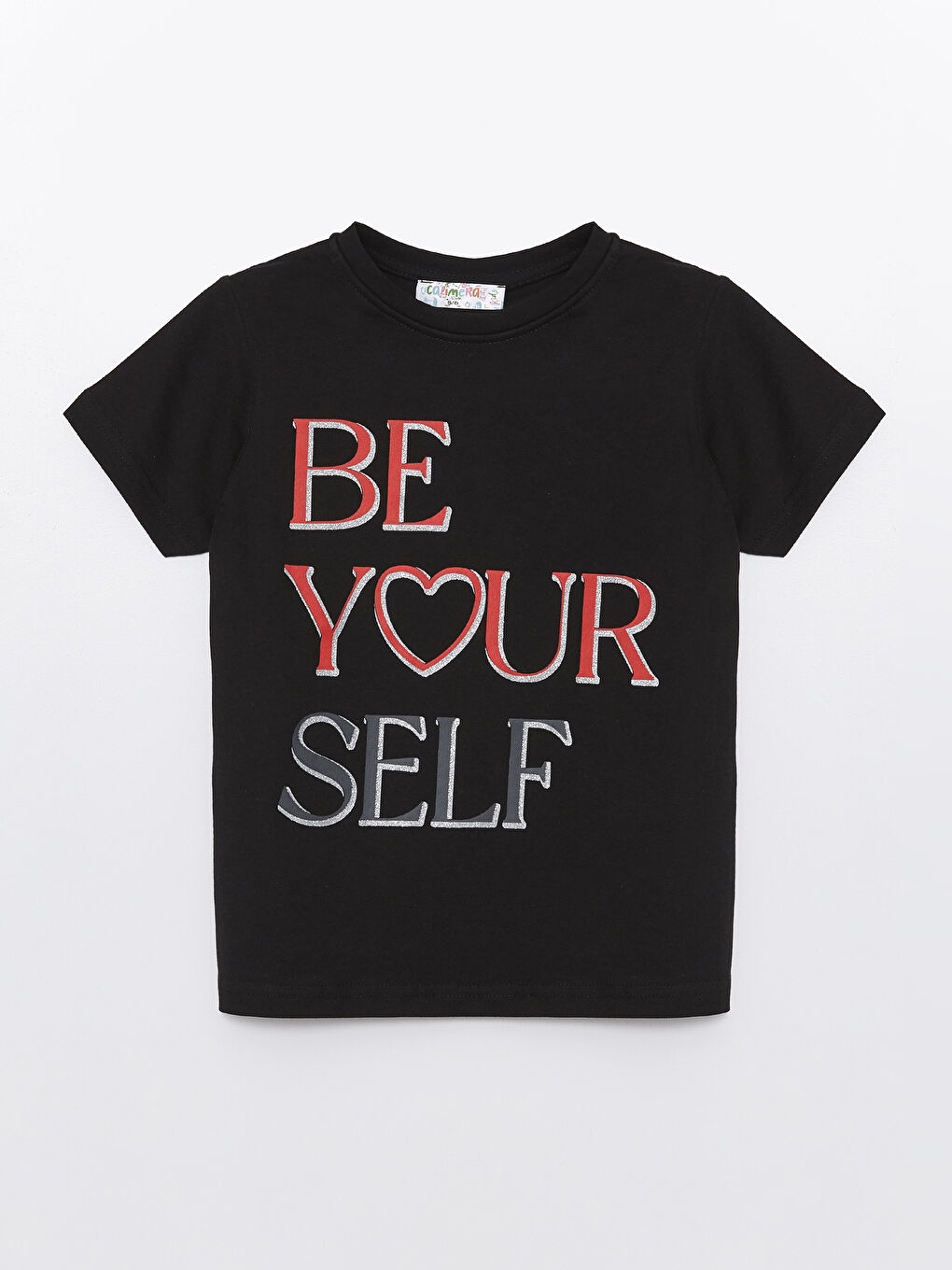 Siyah Bisiklet Yaka Kız Çocuk Tişört