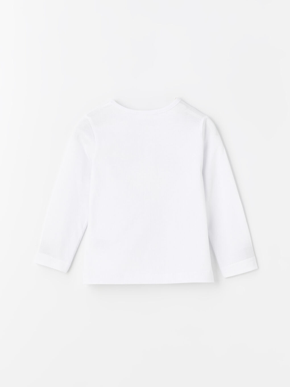 Beyaz Bisiklet Yaka Kız Bebek Tişört-1