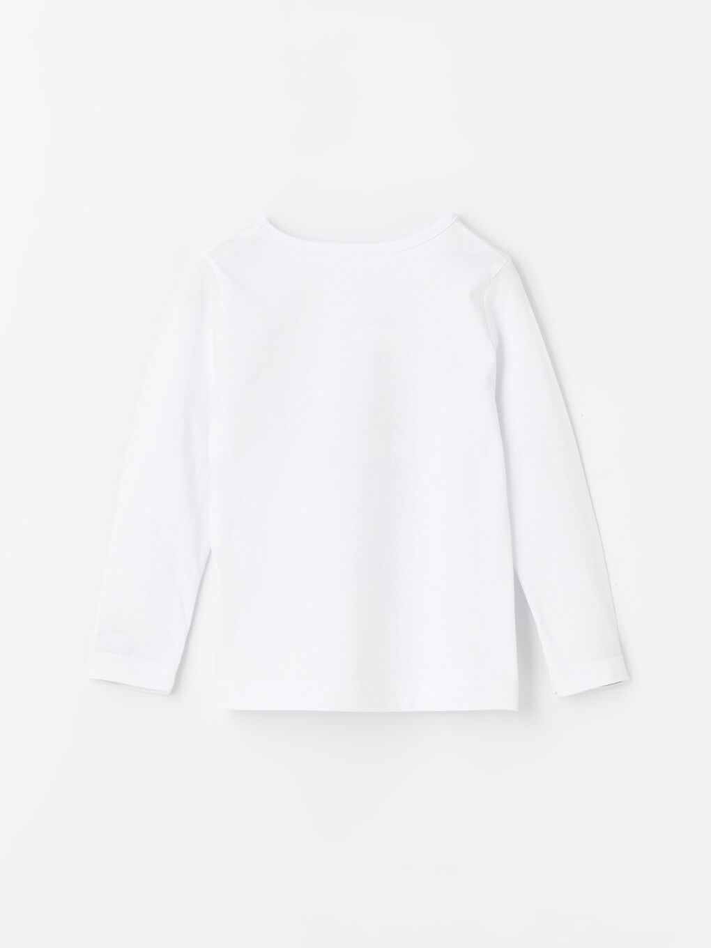 Beyaz Bisiklet Yaka Baskılı Kız Çocuk Tişört-1