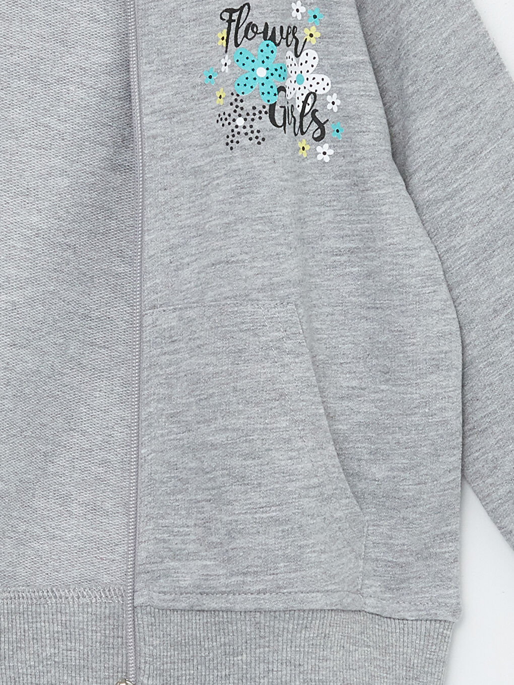 Gri Kapüşonlu Kız Bebek Fermuarlı Sweatshirt-2