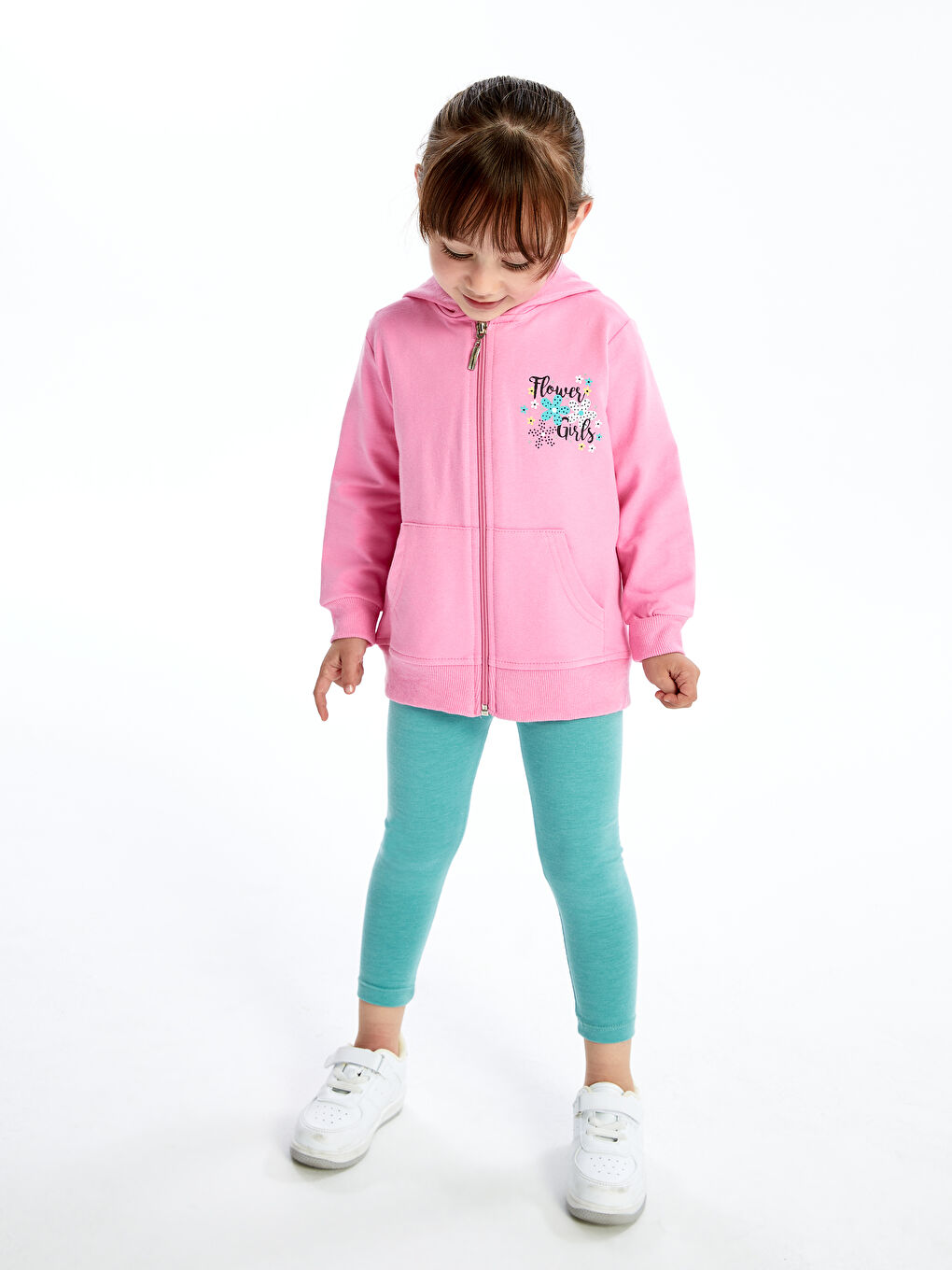 Calimera Kids Pembe Kapüşonlu Kız Bebek Fermuarlı Sweatshirt - 1