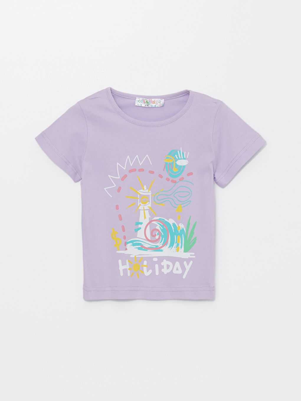 Lila Bisiklet Yaka Kız Bebek Tişört ve Eşofman Altı-1