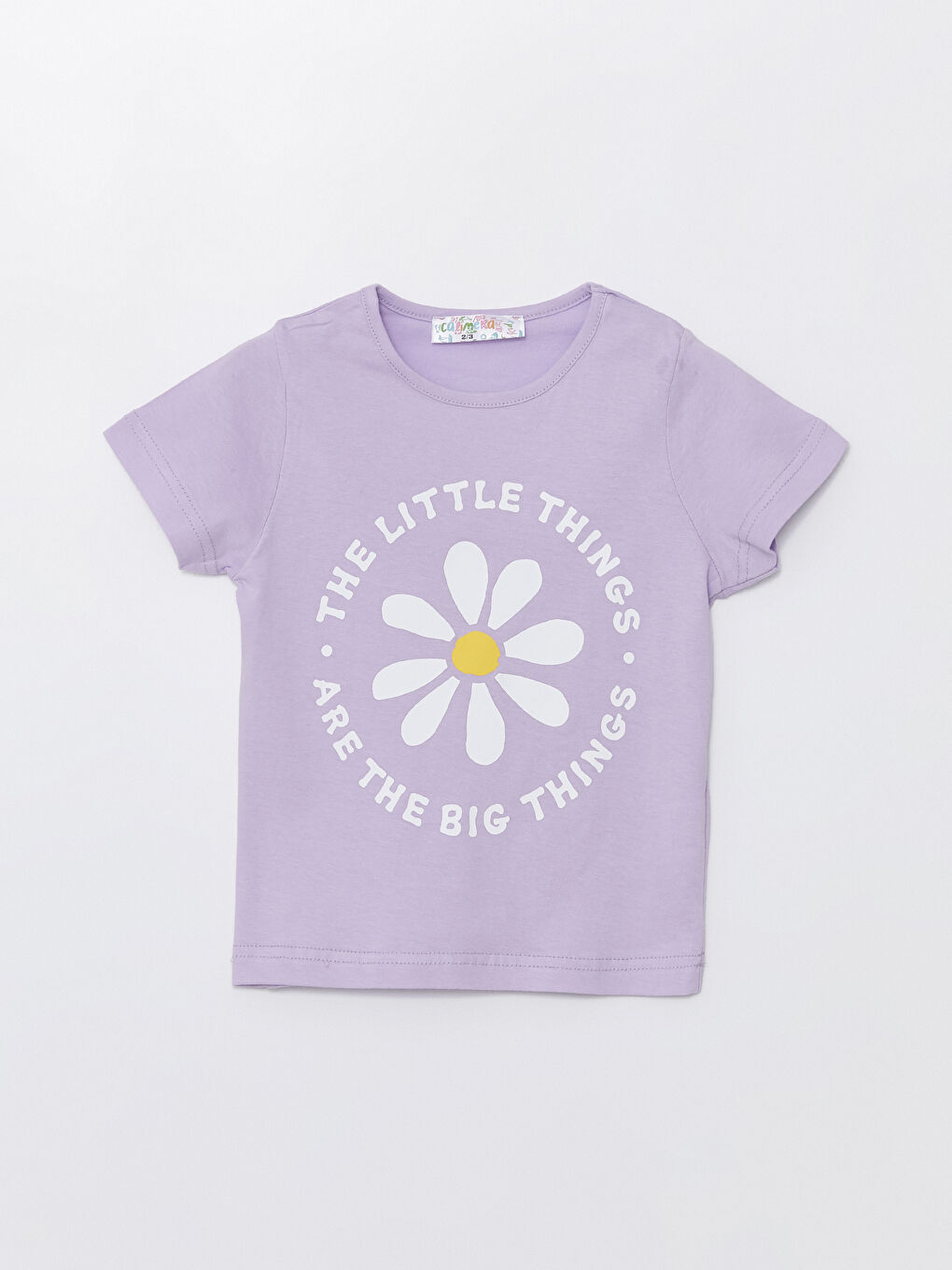 Lila Bisiklet Yaka Papatya Baskılı Kız Bebek Tişört ve Eşofman Altı 2'li Takım-1