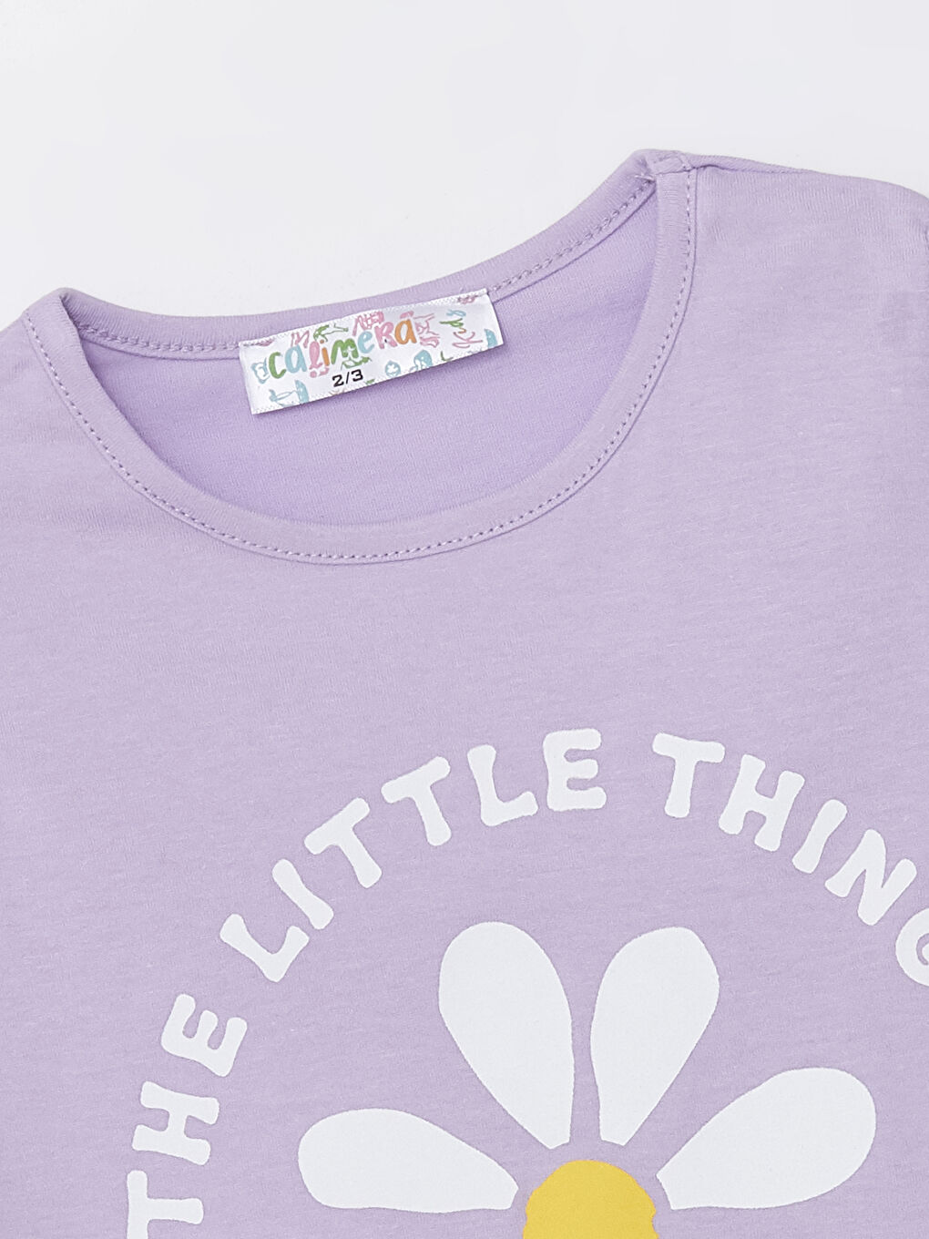 Lila Bisiklet Yaka Papatya Baskılı Kız Bebek Tişört ve Eşofman Altı 2'li Takım-2