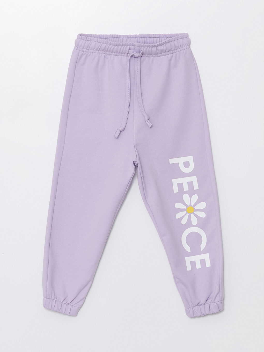 Lila Bisiklet Yaka Papatya Baskılı Kız Bebek Tişört ve Eşofman Altı 2'li Takım-4