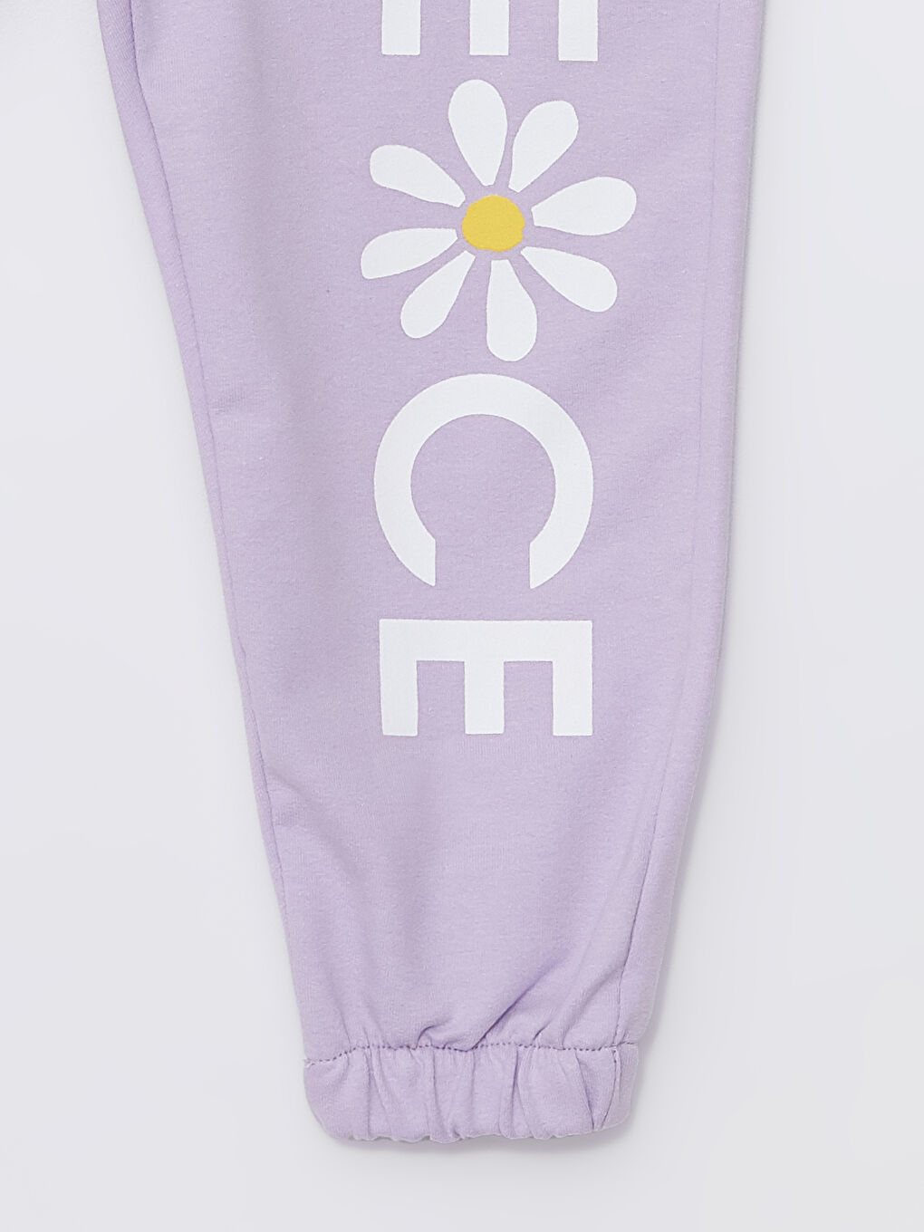 Lila Bisiklet Yaka Papatya Baskılı Kız Bebek Tişört ve Eşofman Altı 2'li Takım-5