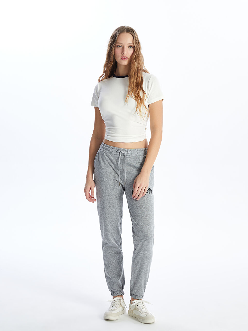 Gri Beli Lastikli Kadın Eşofman Alt