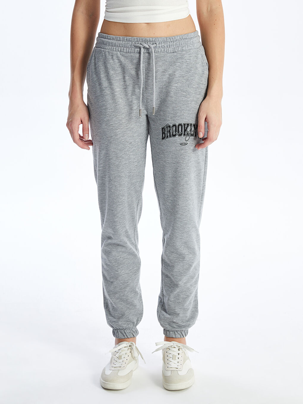 Gri Beli Lastikli Kadın Eşofman Alt-2