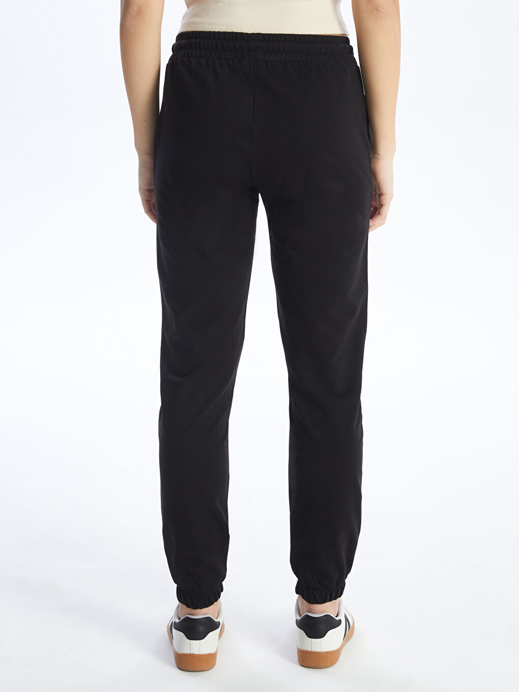 Siyah Beli Lastikli Kadın Eşofman Alt-4