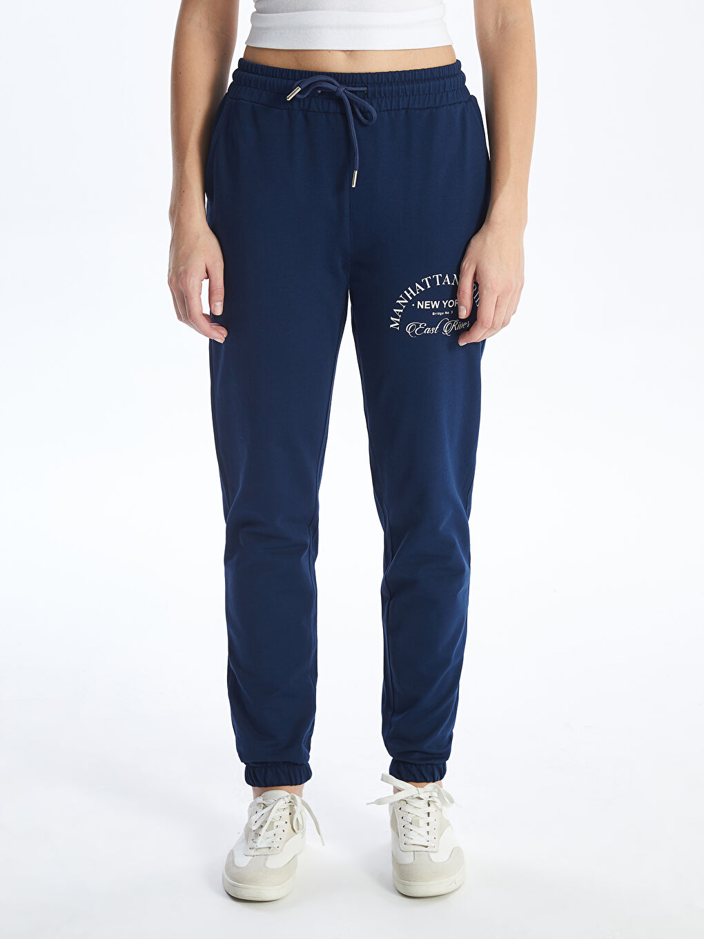 Lacivert Beli Lastikli Kadın Eşofman Alt-1