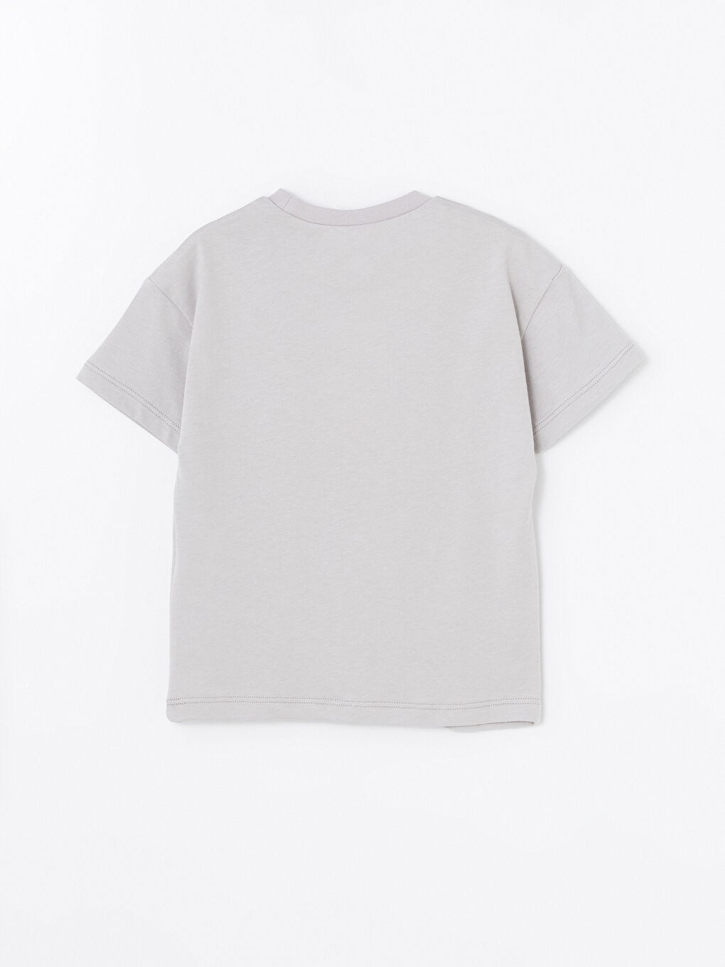 Gri Bisiklet Yaka Kısa Kollu Baskılı Erkek Bebek Tişört-2