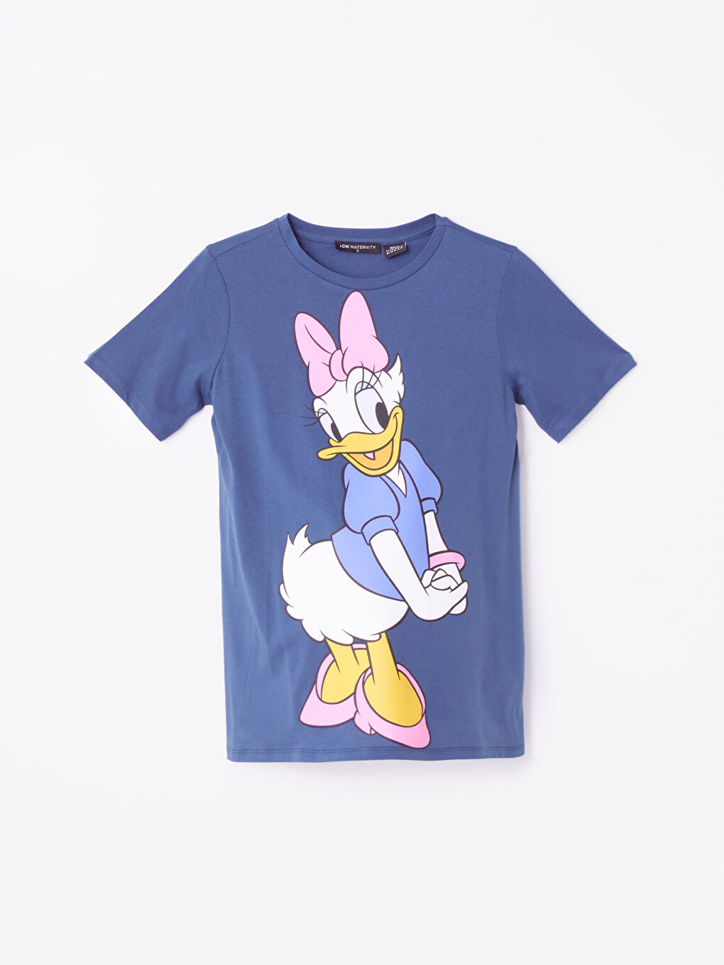 LCWAIKIKI Maternity İndigo Bisiklet Yaka Daisy Duck Baskılı Kısa Kollu Hamile Tişört - 5