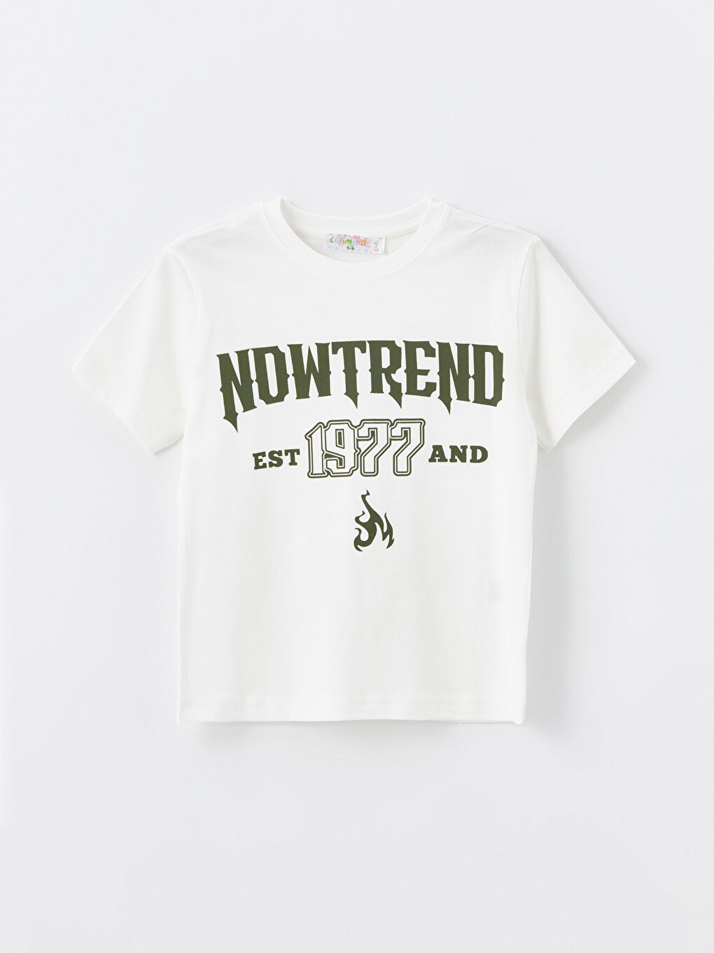 Haki Bisiklet Yaka Baskılı Erkek Çocuk Tişört ve Şort 2'li Takım-1