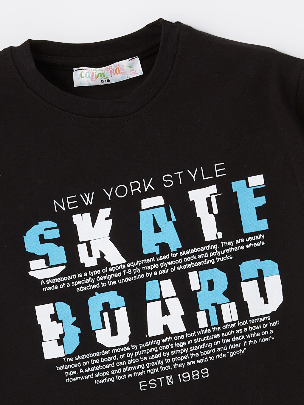 Siyah Bisiklet Yaka Baskılı Erkek Çocuk Tişört ve Şort 2'li Takım-2