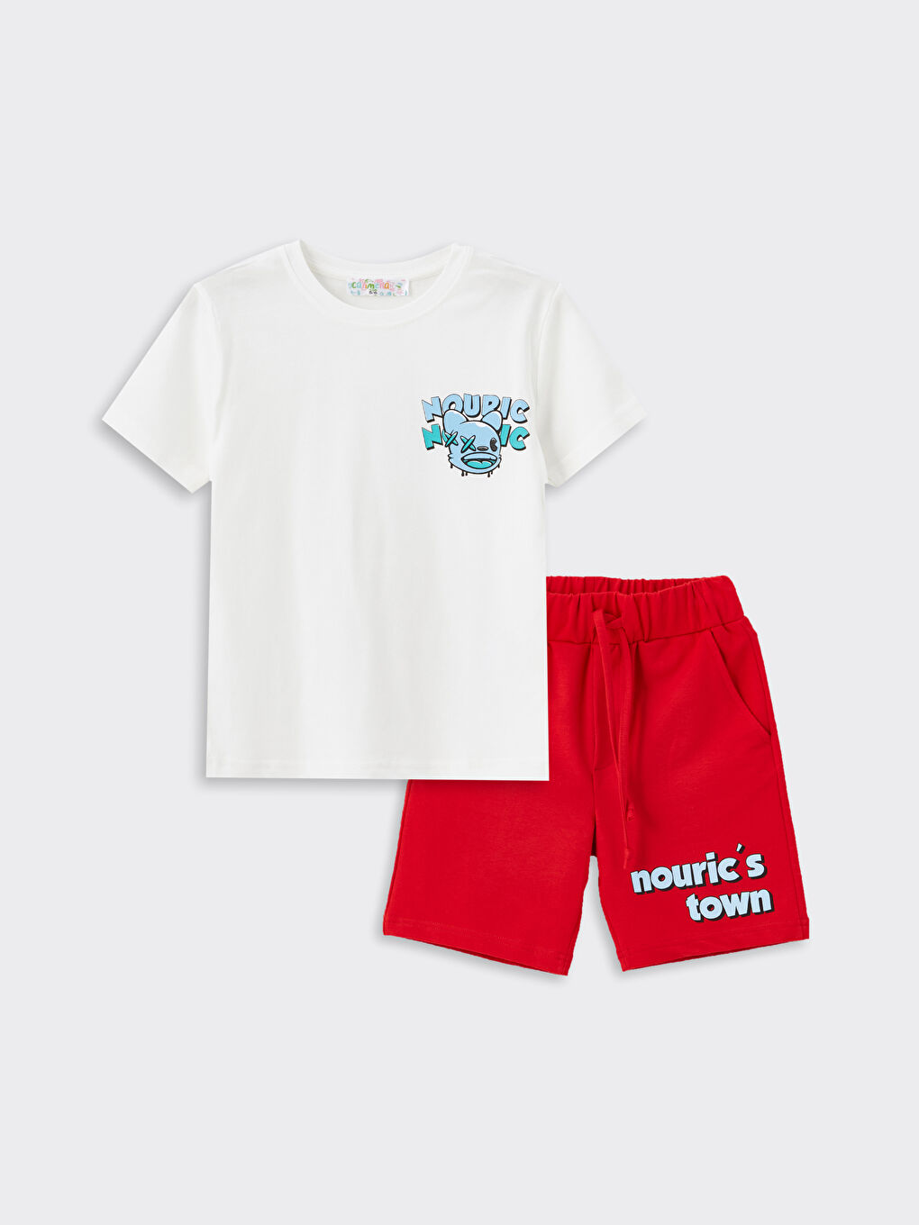 Kırmızı Bisiklet Yaka Erkek Çocuk Tişört ve Şort