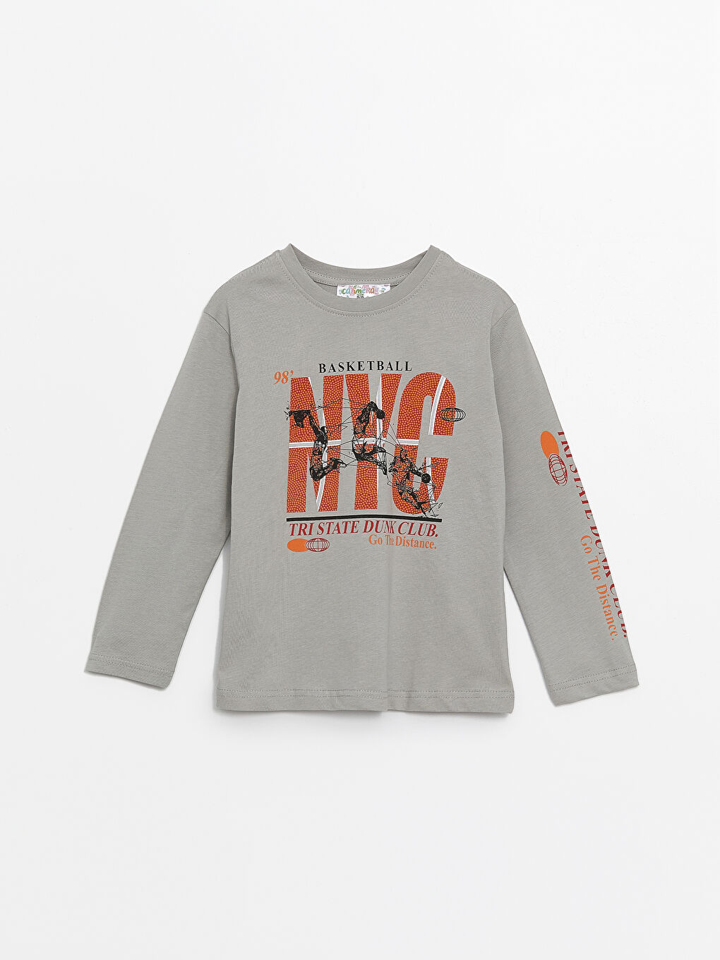 Gri Bisiklet Yaka Erkek Çocuk Tişört