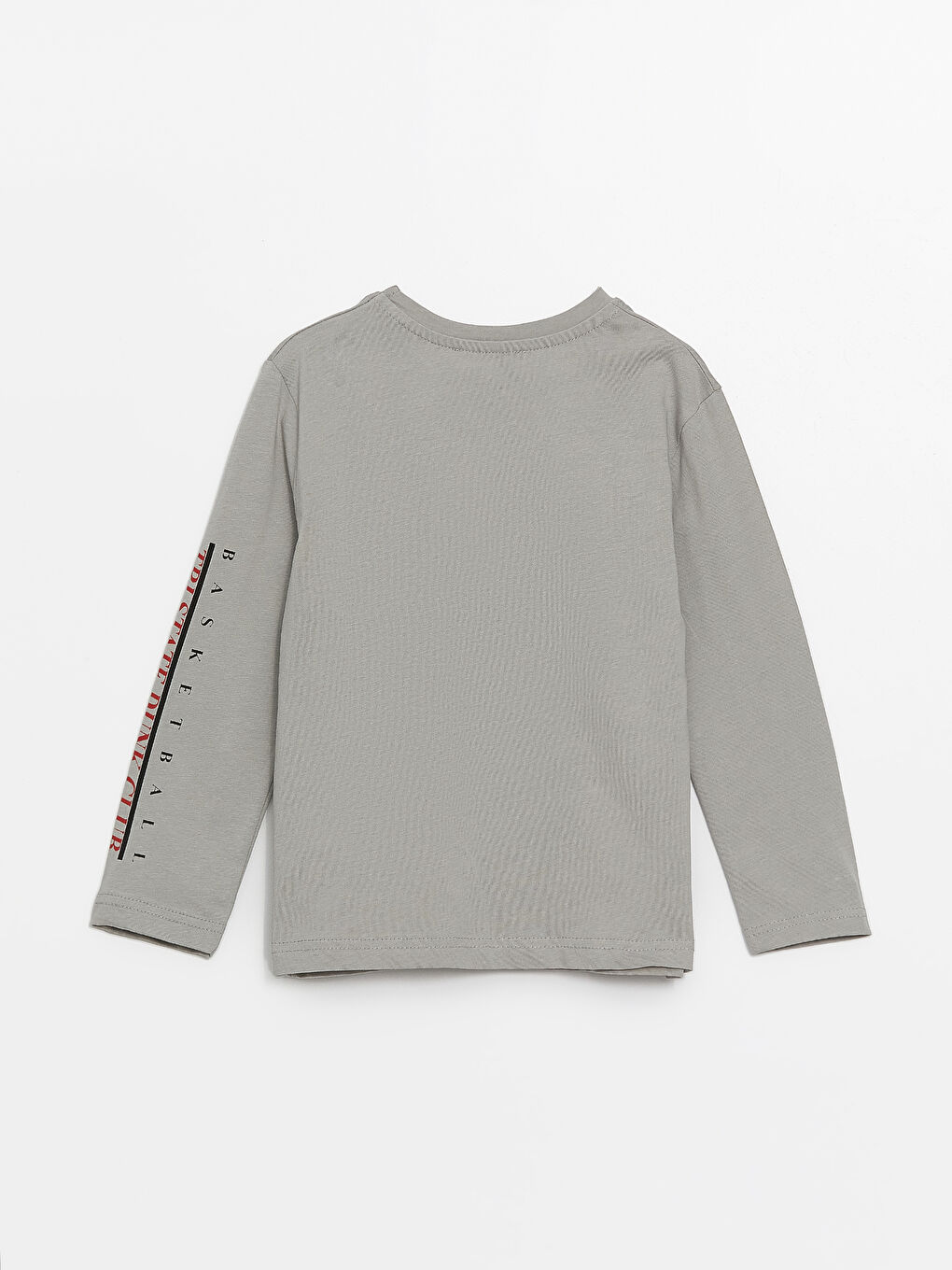 Gri Bisiklet Yaka Erkek Çocuk Tişört-1