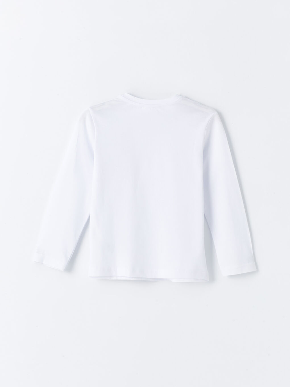 Beyaz Bisiklet Yaka Erkek Çocuk Tişört-1