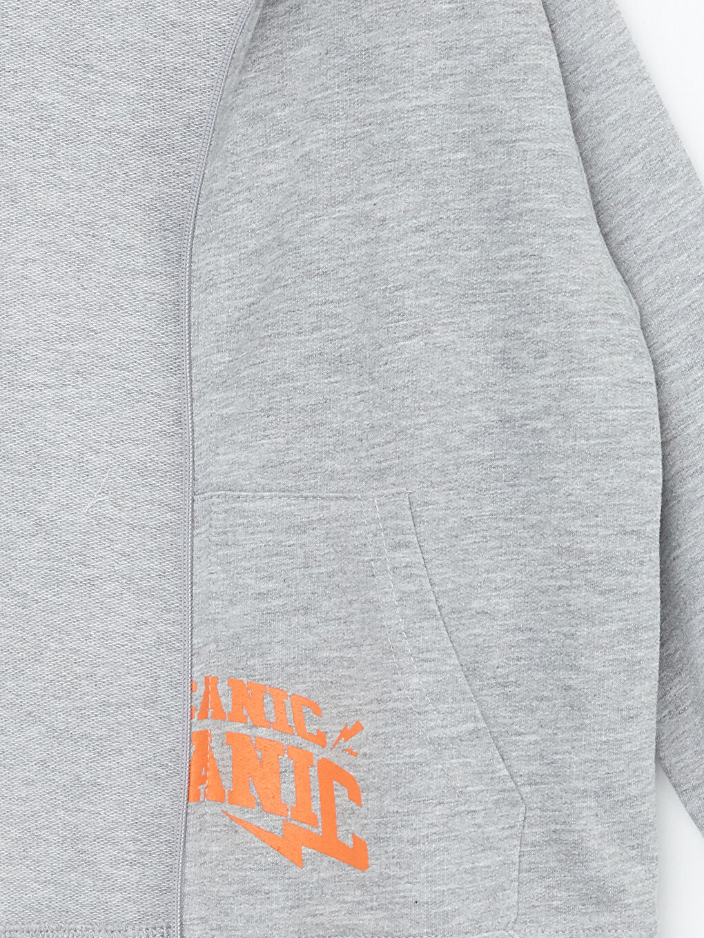 Gri Kapüşonlu Erkek Çocuk Fermuarlı Sweatshirt-2