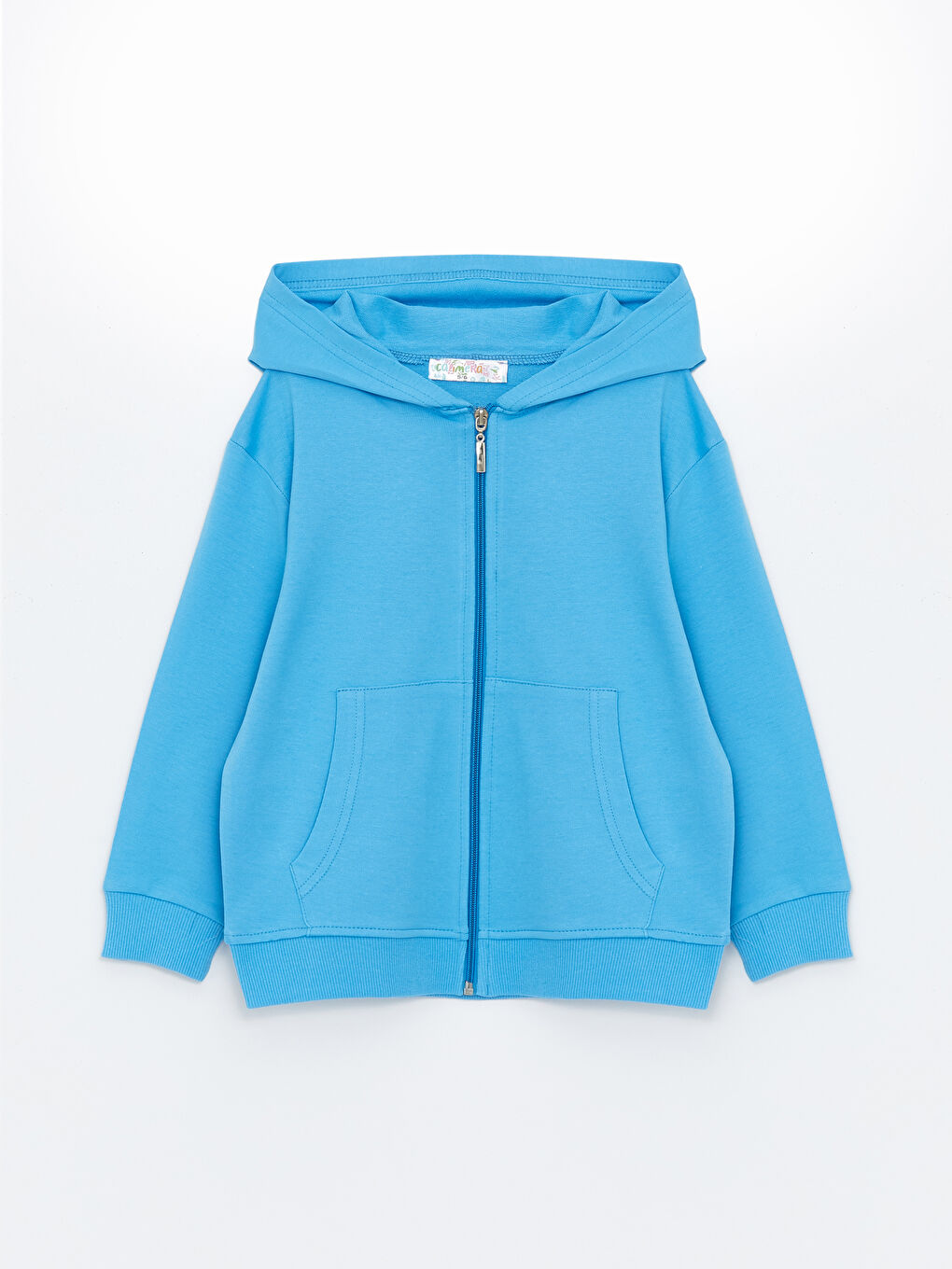 Mavi Kapüşonlu Erkek Çocuk Fermuarlı Sweatshirt