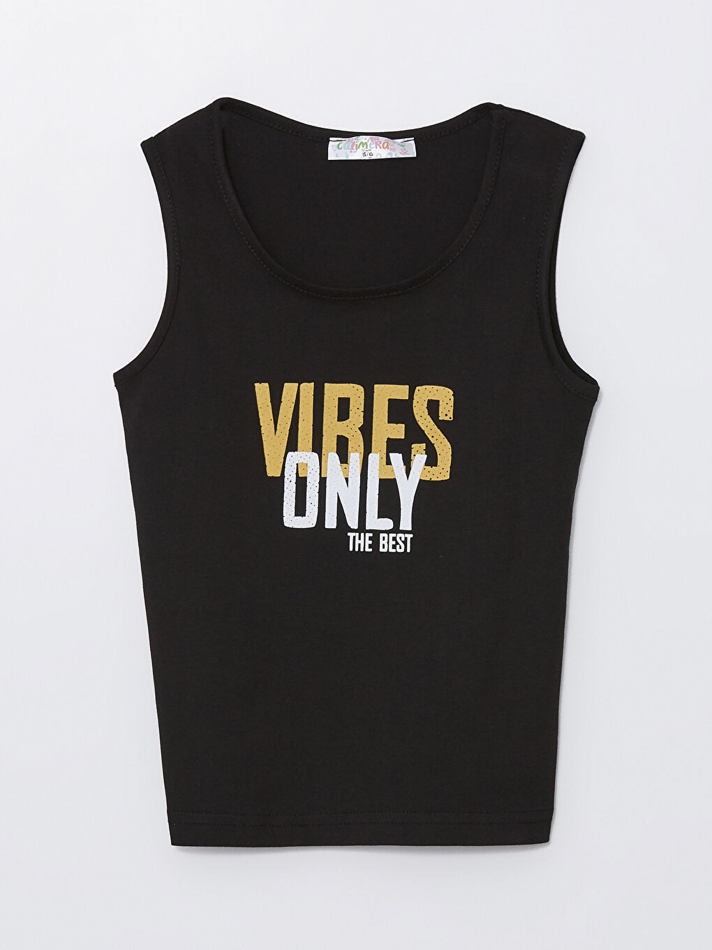 Siyah Bisiklet Yaka Baskılı Erkek Çocuk Atlet