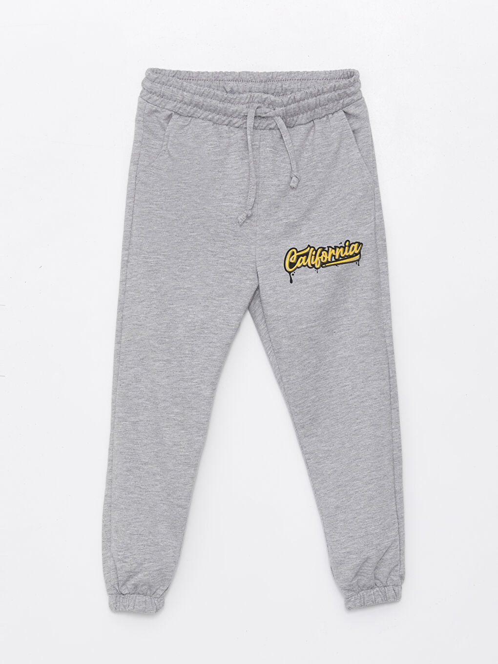 Gri Beli Lastikli Baskılı Erkek Çocuk Eşofman Altı