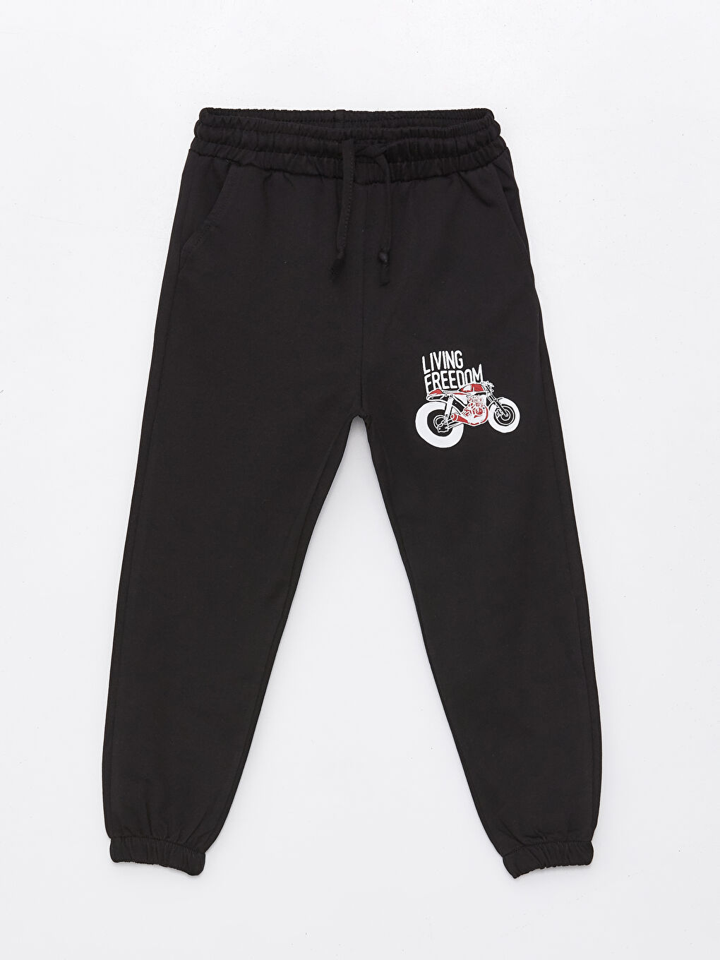 Siyah Beli Lastikli Baskılı Erkek Çocuk Eşofman Altı