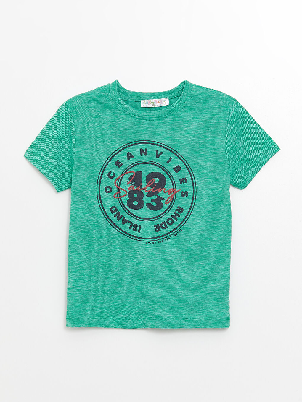 Yeşil Bisiklet Yaka Baskılı Erkek Çocuk Tişört