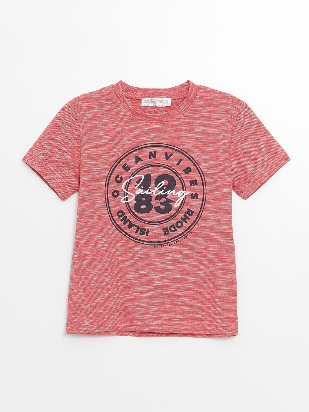 Kırmızı Bisiklet Yaka Baskılı Erkek Çocuk Tişört