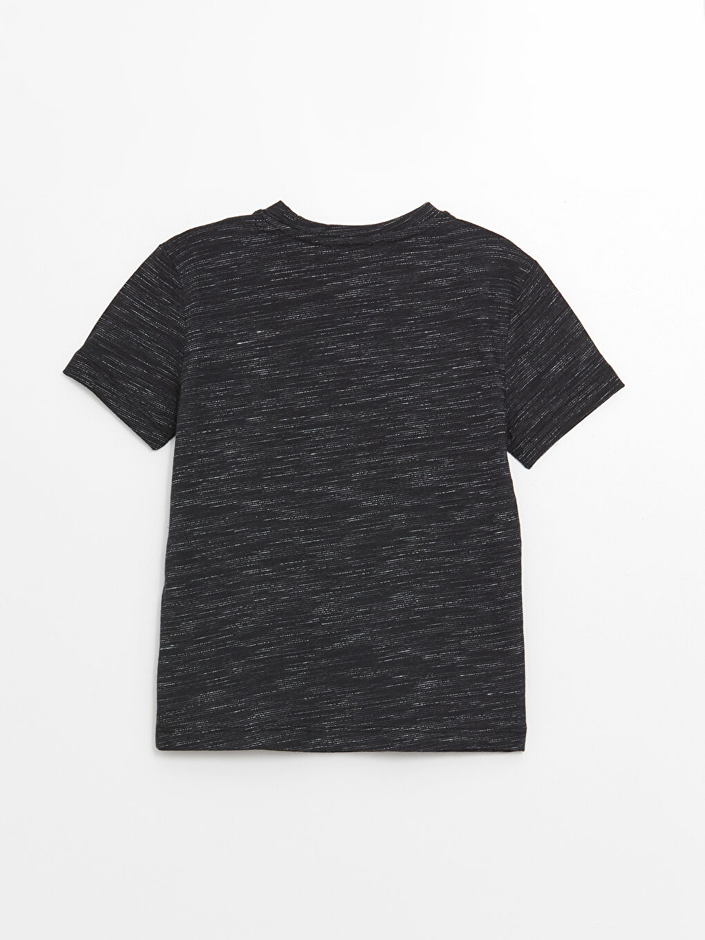 Siyah Bisiklet Yaka Baskılı Erkek Çocuk Tişört-1