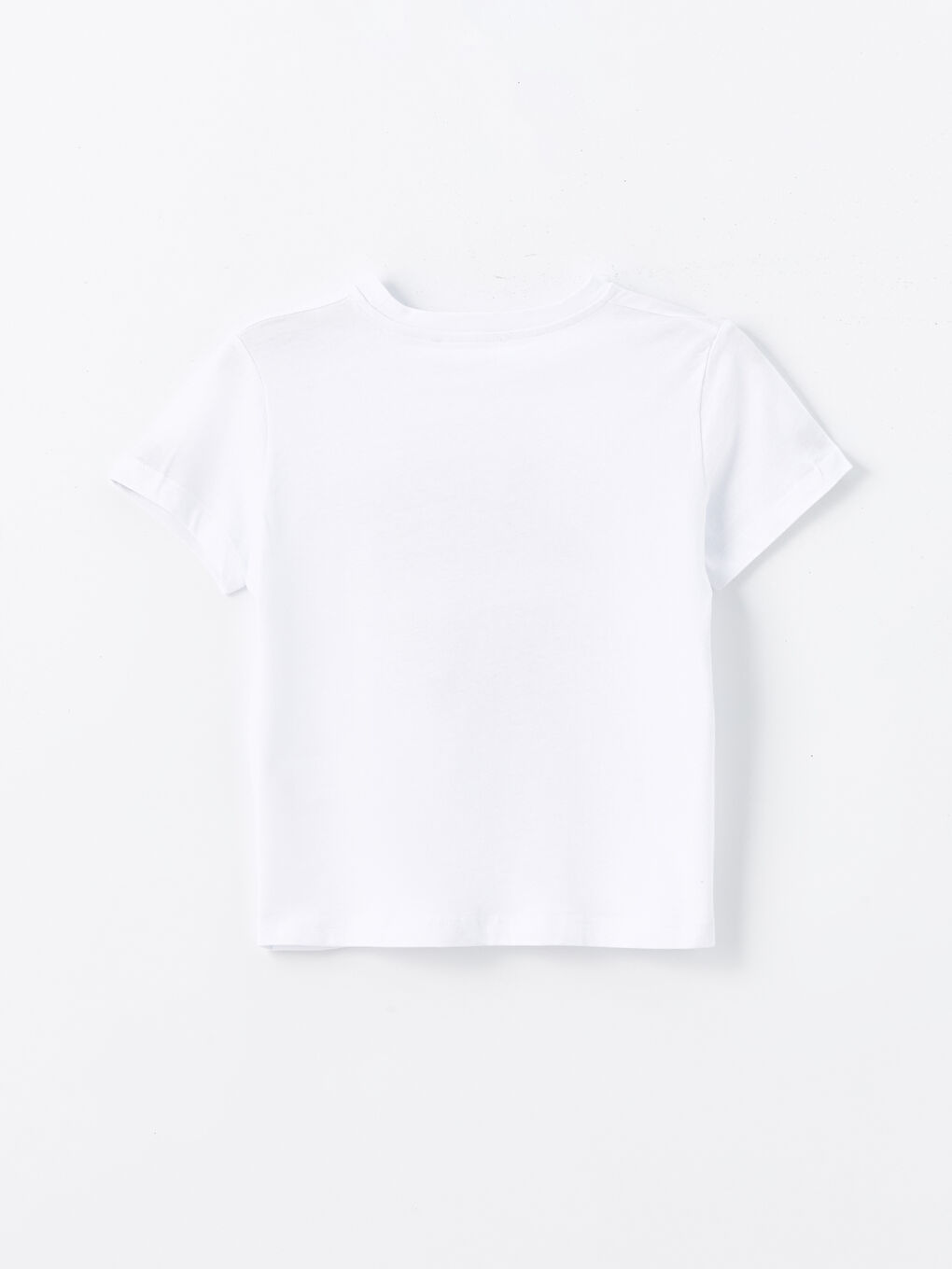 Beyaz Bisiklet Yaka Erkek Çocuk Tişört-1