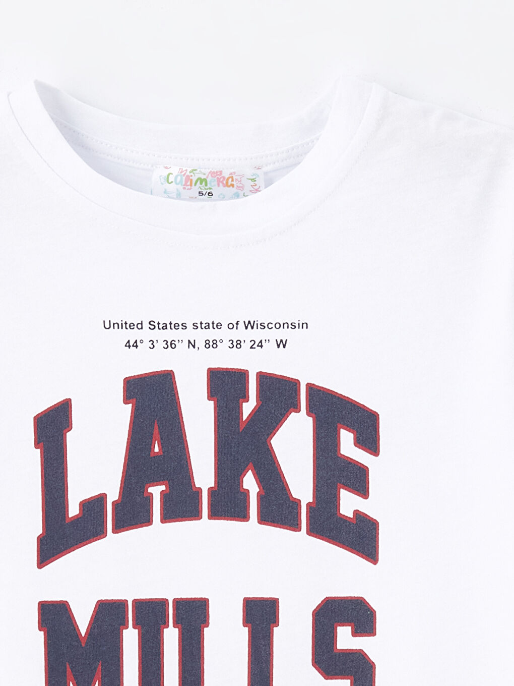 Beyaz Bisiklet Yaka Erkek Çocuk Tişört-2