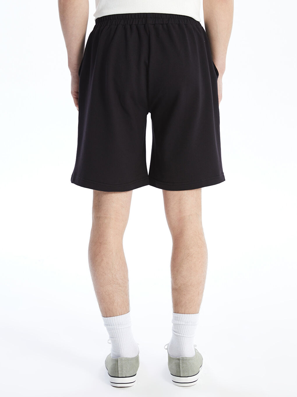 Siyah Beli Lastikli Baskılı Erkek Şort-4