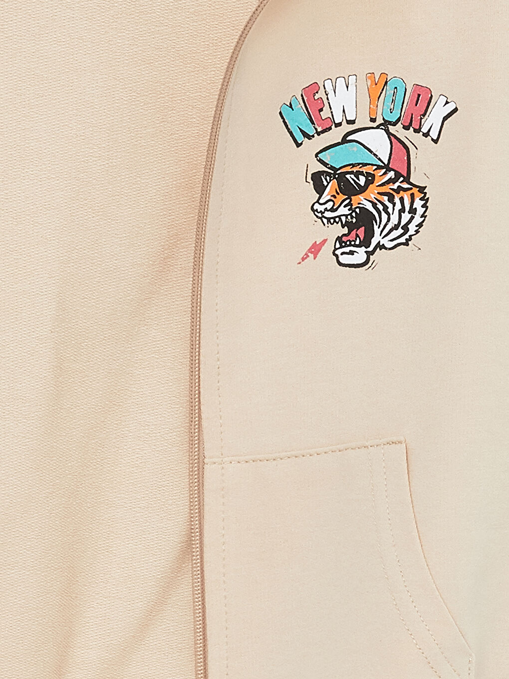 Bej Fermuarlı Sweatshirt-5