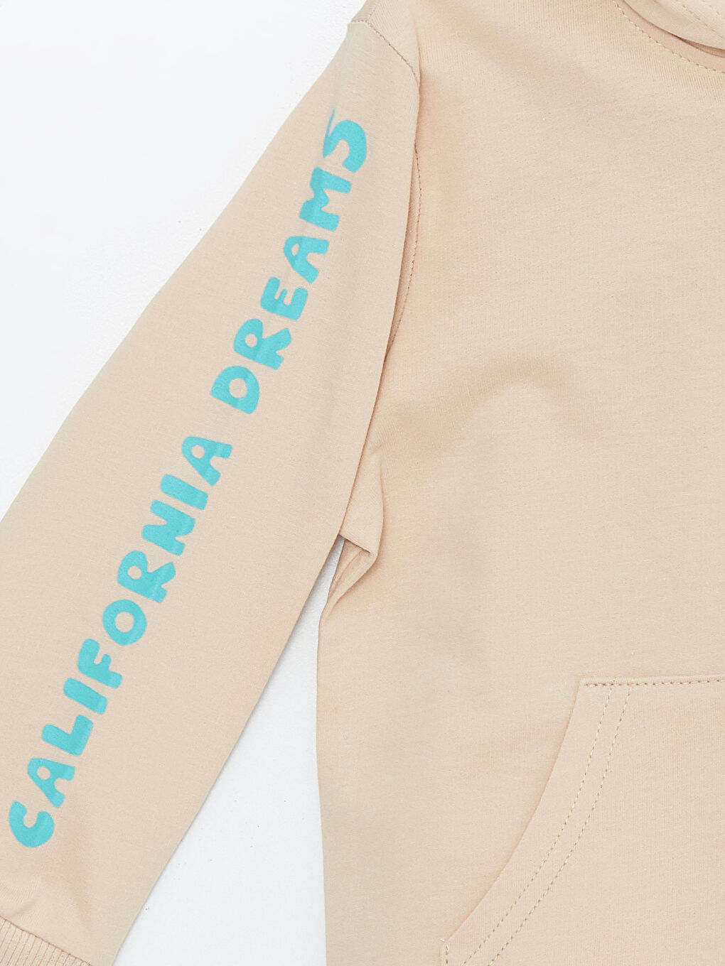 Bej Kapüşonlu Erkek Bebek Fermuarlı Sweatshirt-2