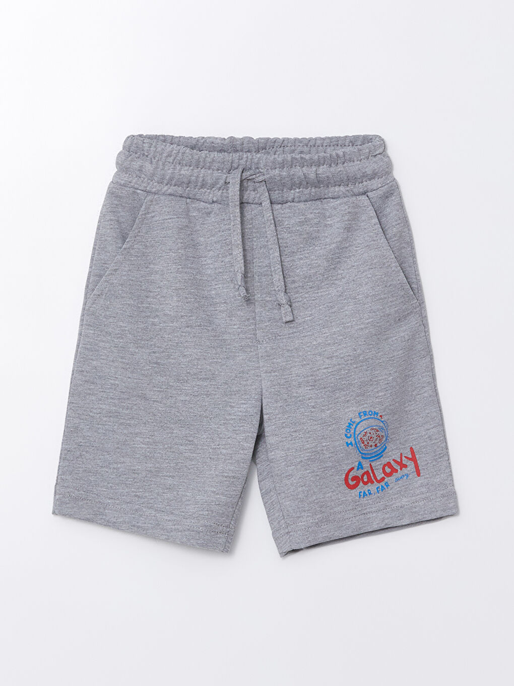 Gri Beli Lastikli Baskılı Erkek Bebek Şort