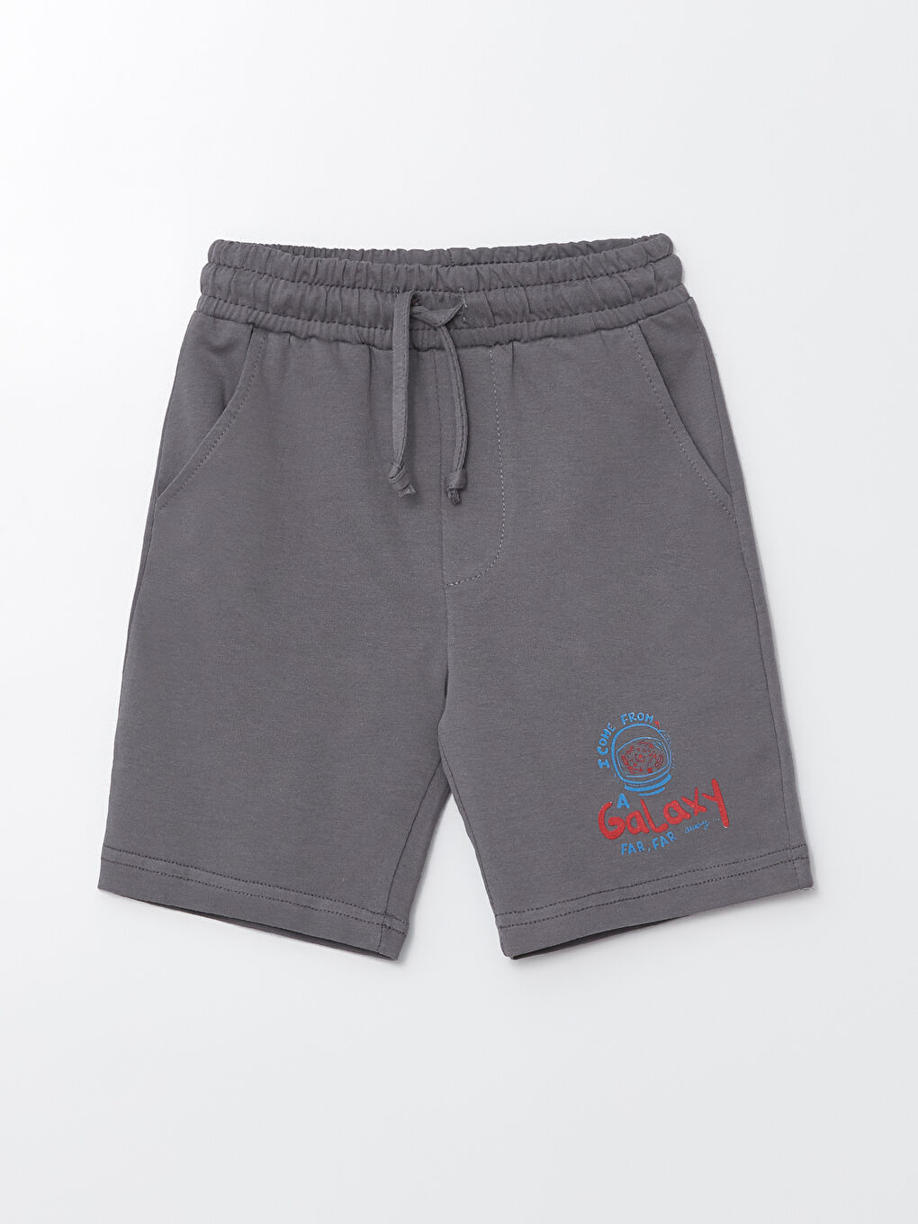 Antrasit Beli Lastikli Baskılı Erkek Bebek Şort