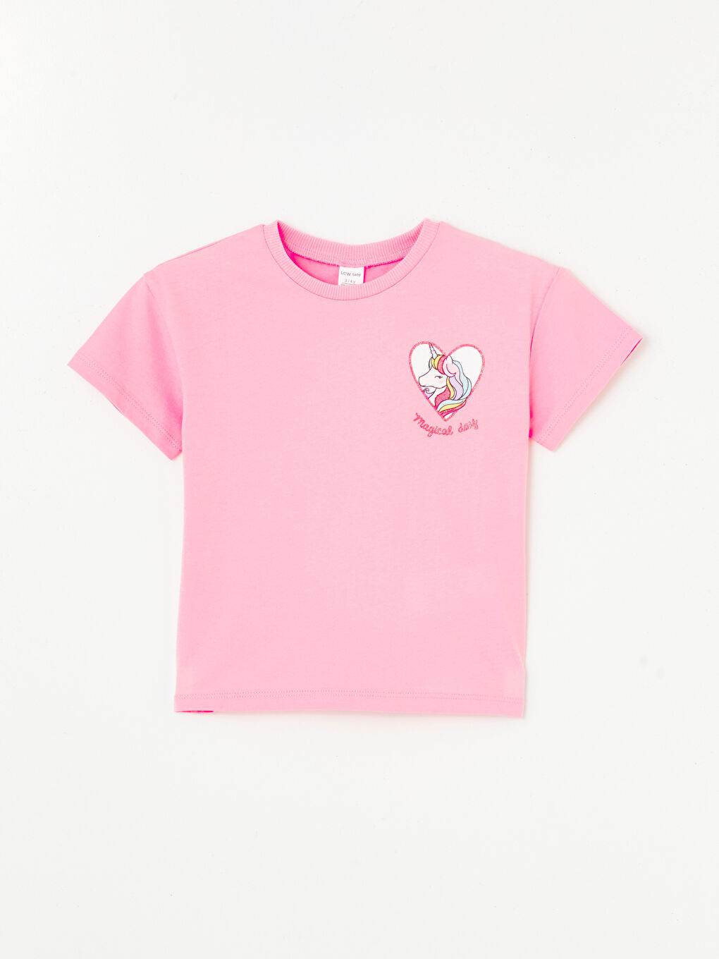 Crew Neck Short Sleeve Printed Baby Girls' T-Shirt