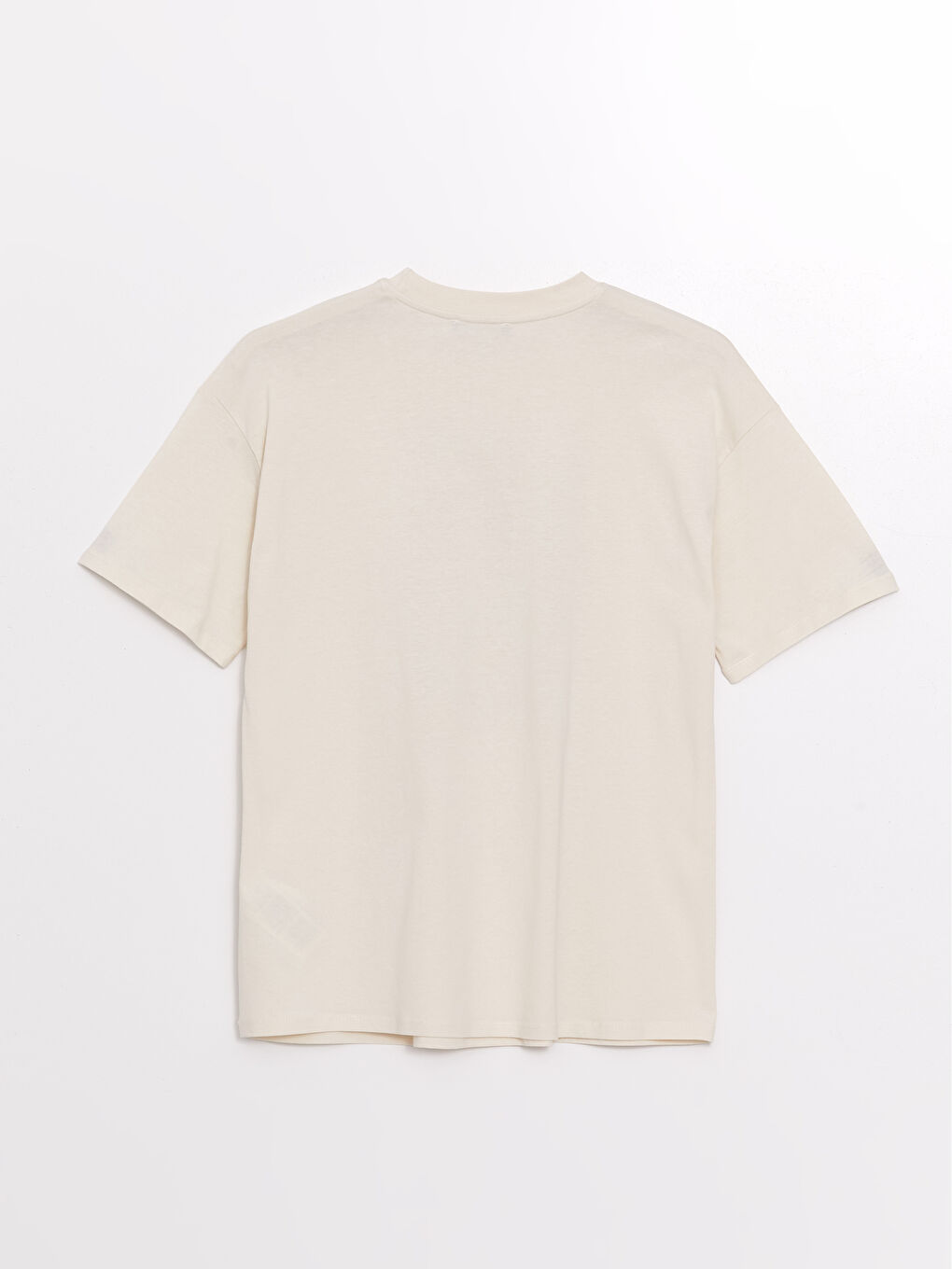 Ekru Bisiklet Yaka Baskılı Kısa Kollu Kadın Tişört-6