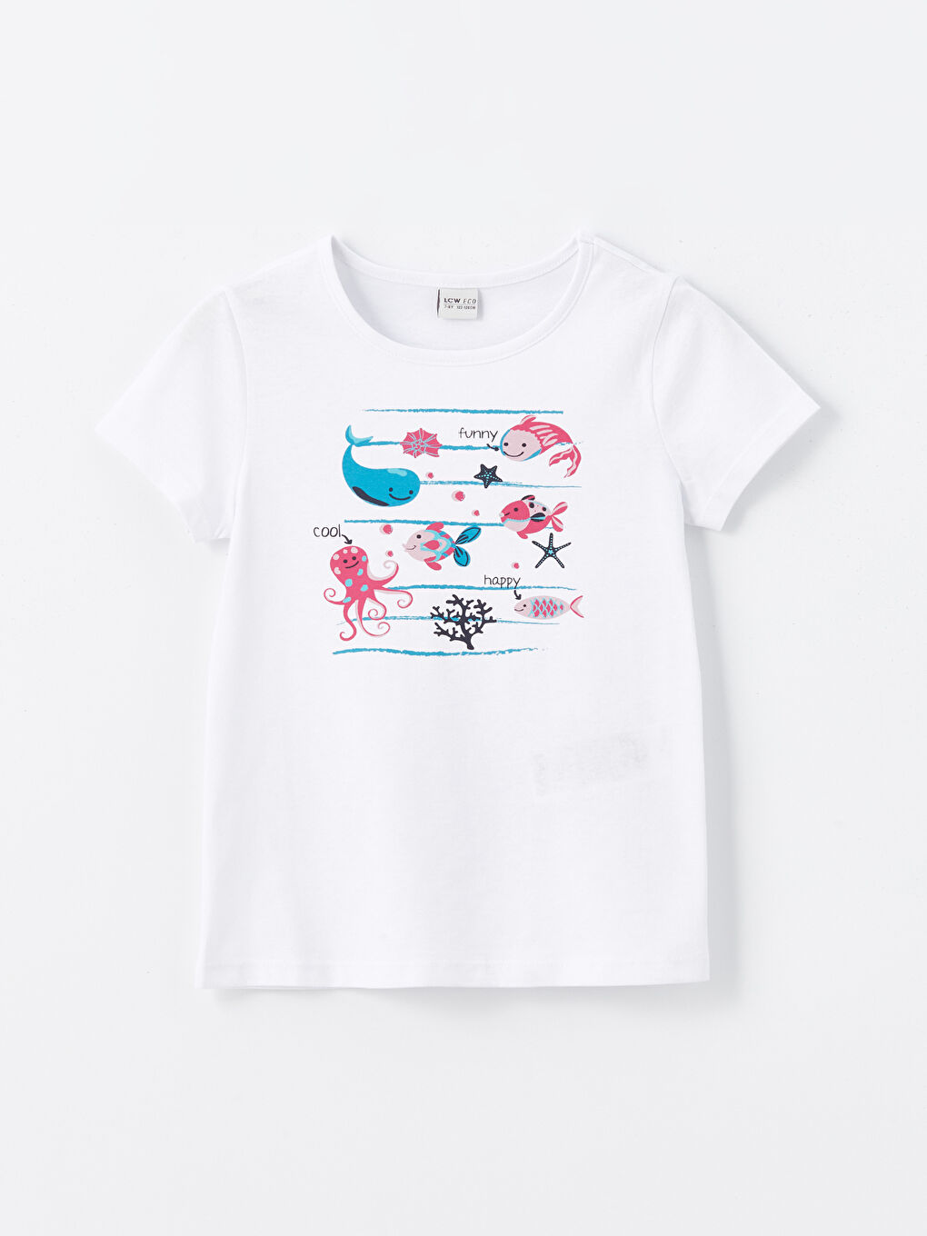 Crew Neck Printed Short Sleeve Girls' T-Shirt
