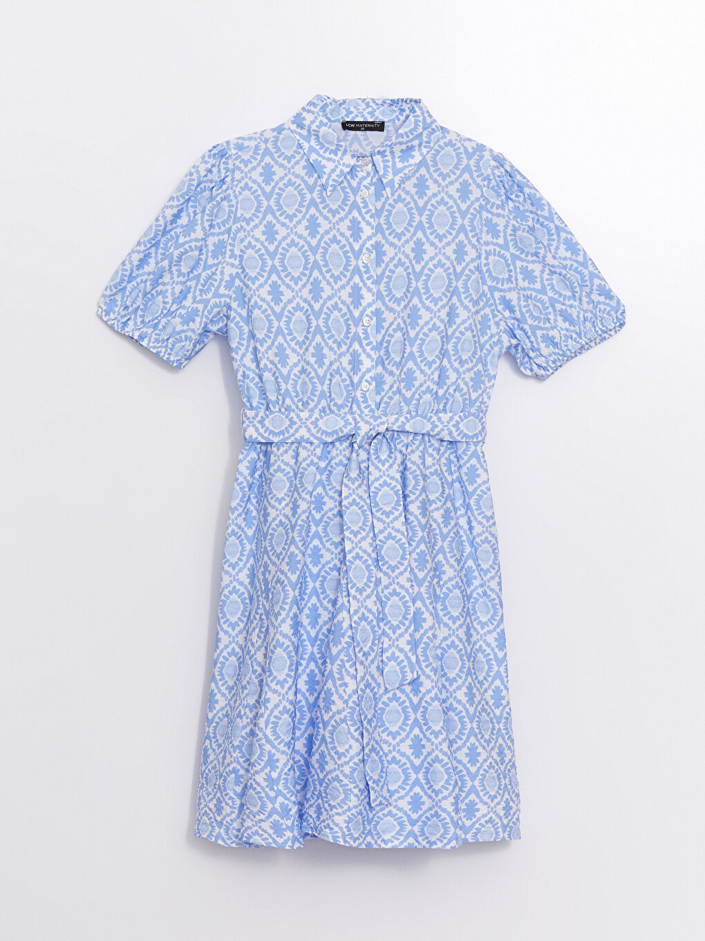 Patterned Short Sleeve Maternity Shirt Dress -S4LN22Z8-LQQ
