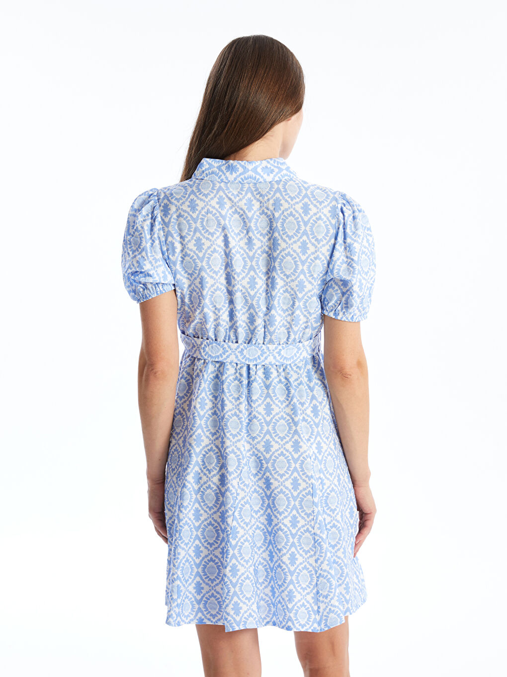 Patterned Short Sleeve Maternity Shirt Dress -S4LN22Z8-LQQ