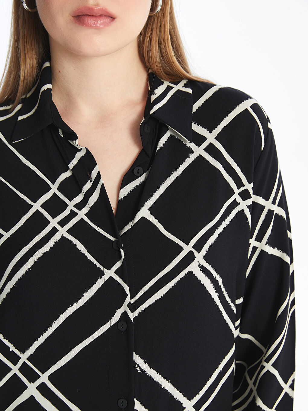 Siyah Desenli Kadın Gömlek Tunik-3