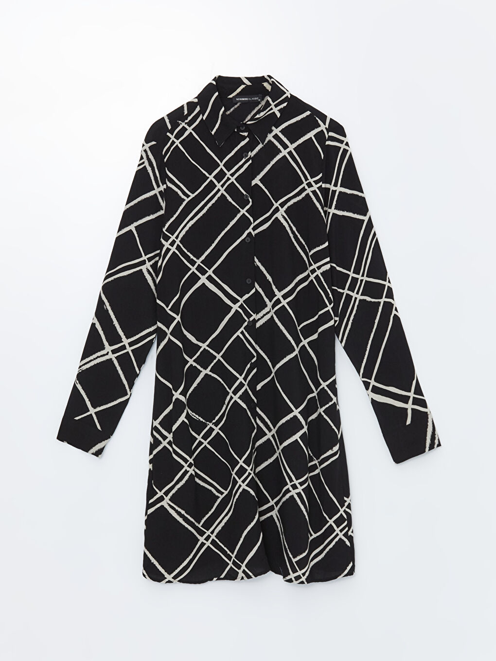 Siyah Desenli Kadın Gömlek Tunik-5