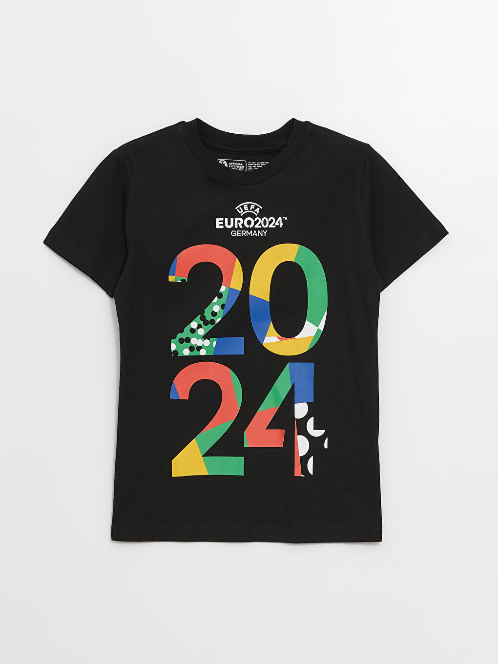 Siyah Bisiklet Yaka Euro 2024 Almanya Baskılı Erkek Çocuk Tişört