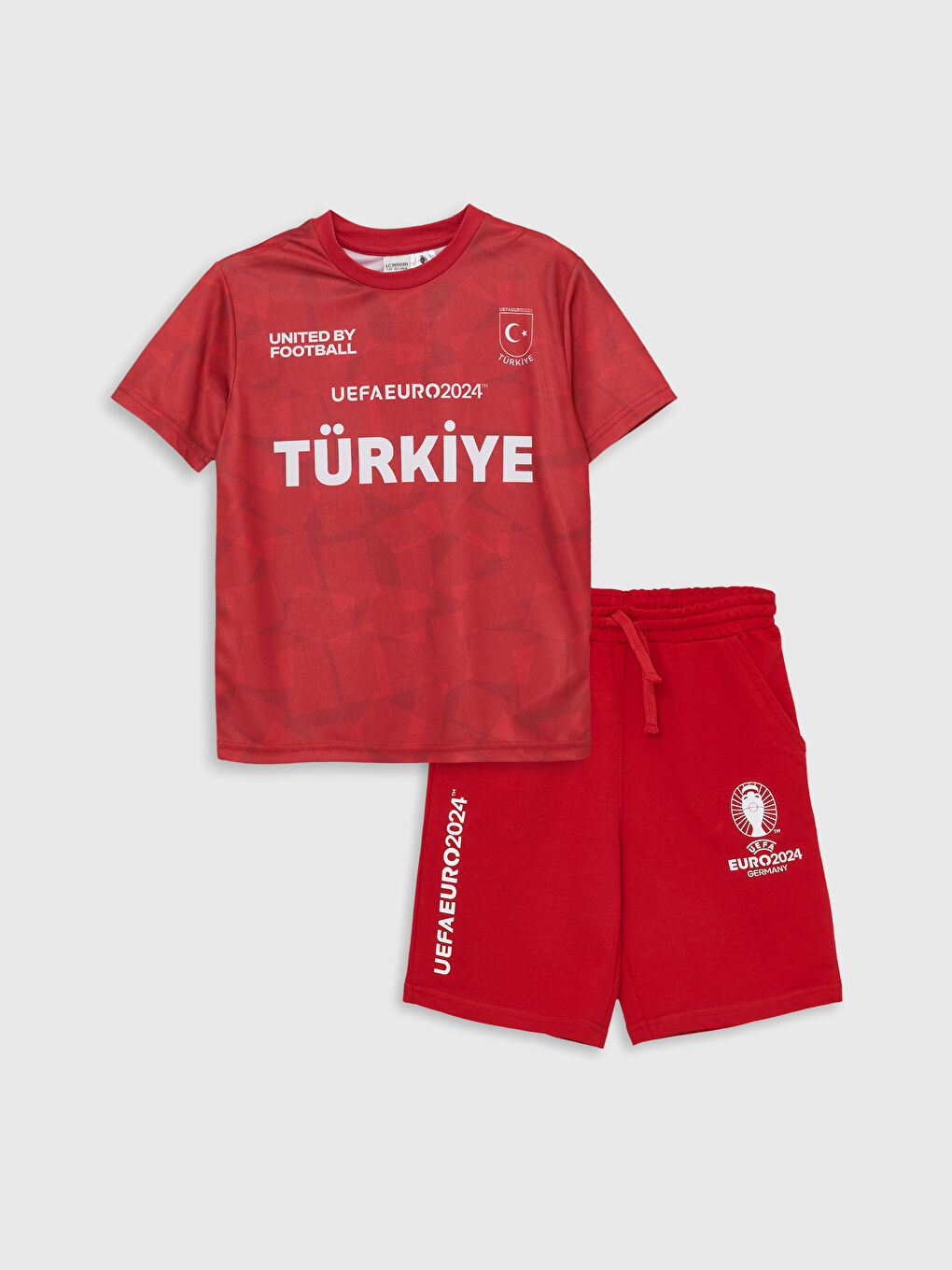 Kırmızı Bisiklet Yaka Euro 2024 Türkiye Baskılı Erkek Çocuk Tişört ve Şort