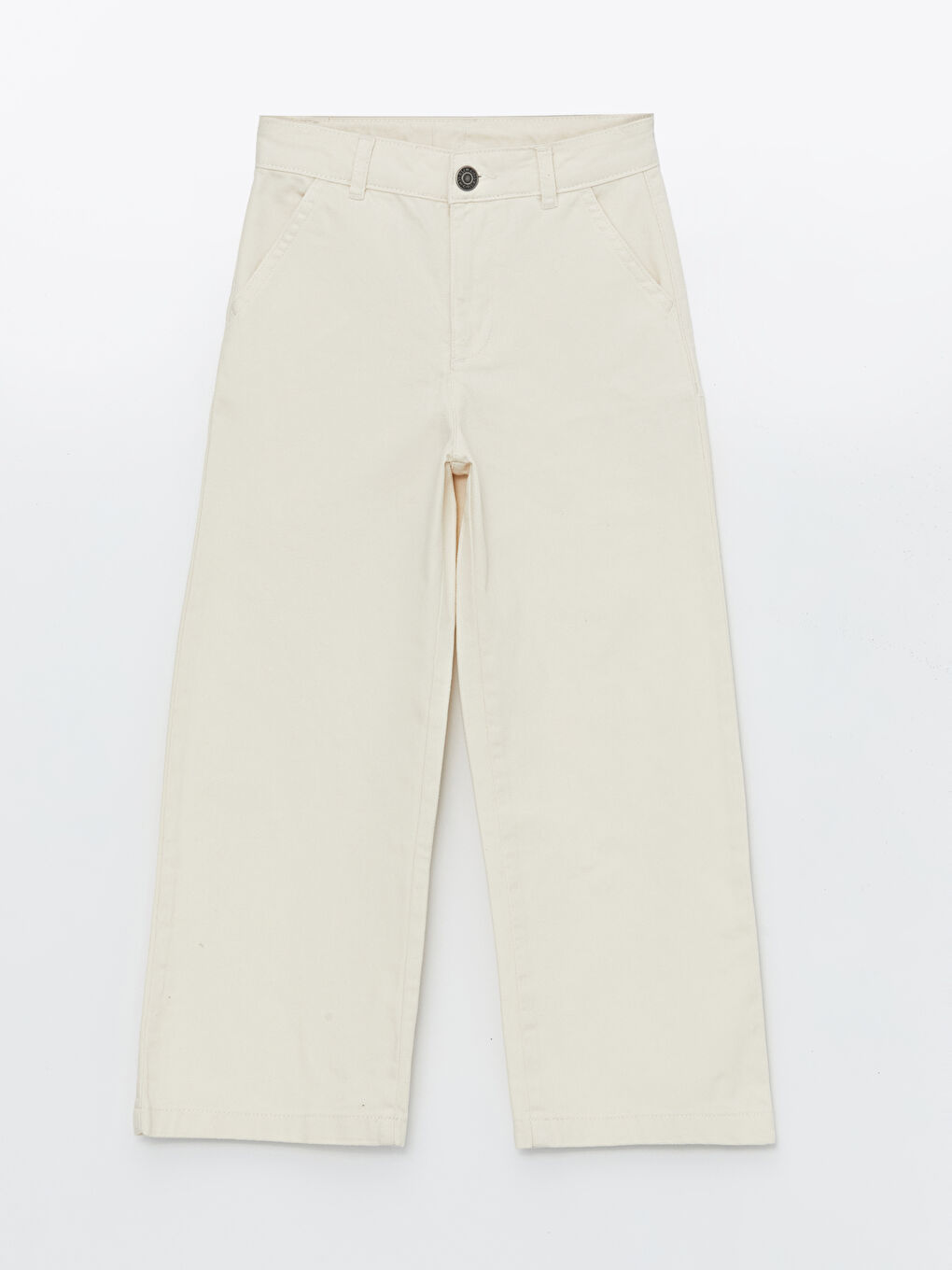 Ekru Beli Ayarlanabilir Lastikli Kız Çocuk Pantolon
