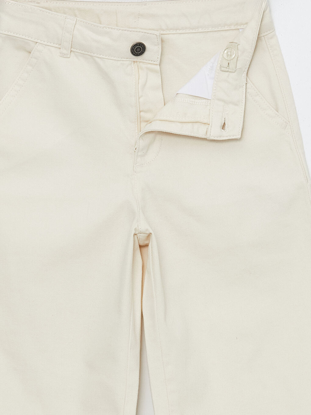 Ekru Beli Ayarlanabilir Lastikli Kız Çocuk Pantolon-2