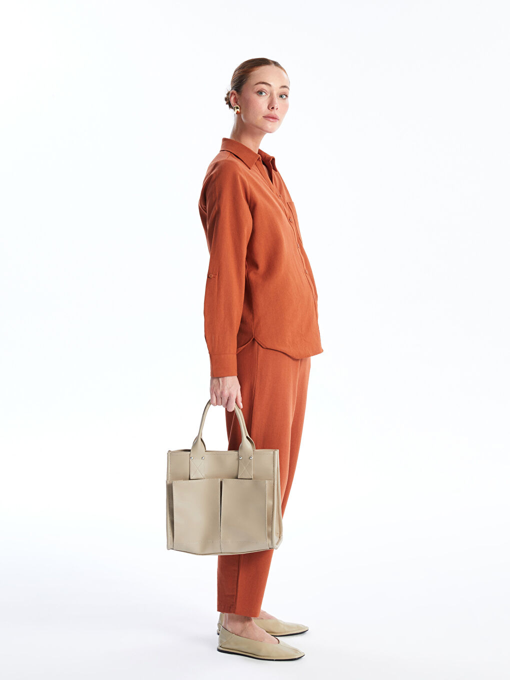 Bej Çok Bölmeli Kadın Kol Çantası-2