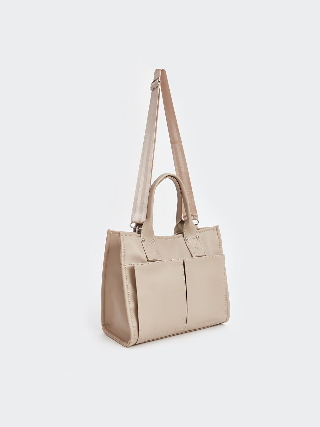 Bej Çok Bölmeli Kadın Kol Çantası-3